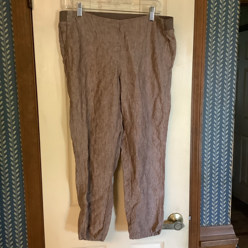 J. Jill Pull On Love Linen Pants Brown Size Medium
